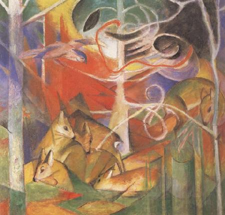 Franz Marc Deer in the Forest i (mk34) Spain oil painting art
